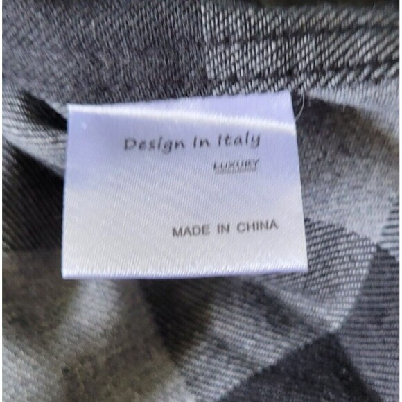 Design In Italy Shirt Mens 4XL Blue Flannel Plaid Luxury Collared Button Down - Picture 5 of 11